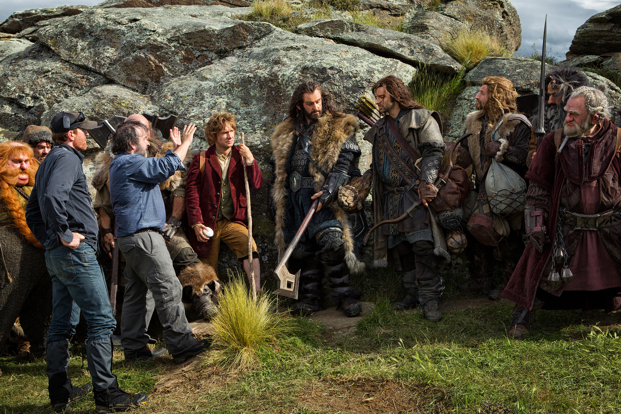 Peter Jackson, Richard Armitage, Martin Freeman, Mark Hadlow, William Kircher, Graham McTavish, James Nesbitt, Dean O'Gorman, Stephen Hunter, and Aidan Turner in The Hobbit: An Unexpected Journey (2012)