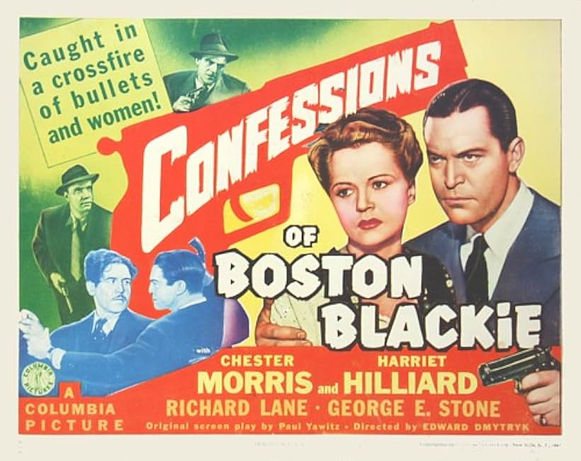 Harriet Nelson, Richard Lane, Kenneth MacDonald, Chester Morris, and Walter Sande in Confessions of Boston Blackie (1941)