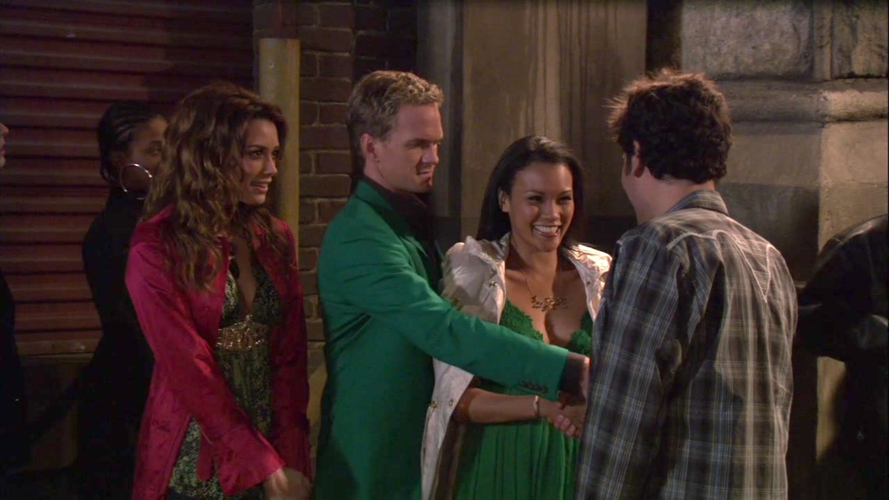 Neil Patrick Harris, Josh Radnor, Mieko Hillman, and Arielle Vandenberg in How I Met Your Mother (2005)