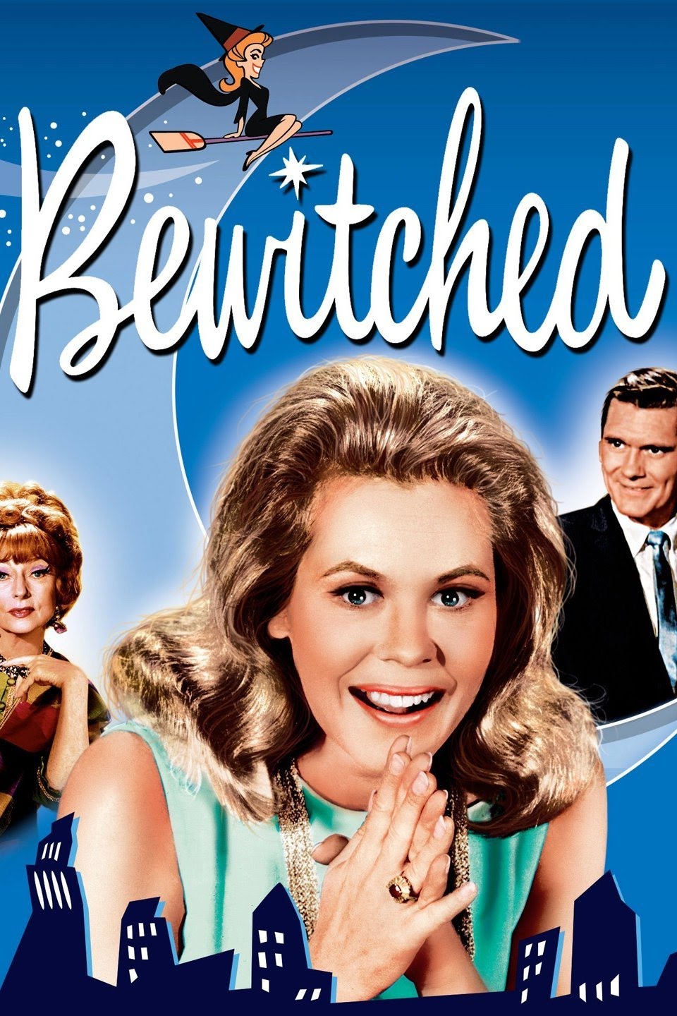 Elizabeth Montgomery, Agnes Moorehead, and Dick York in Bewitched (1964)