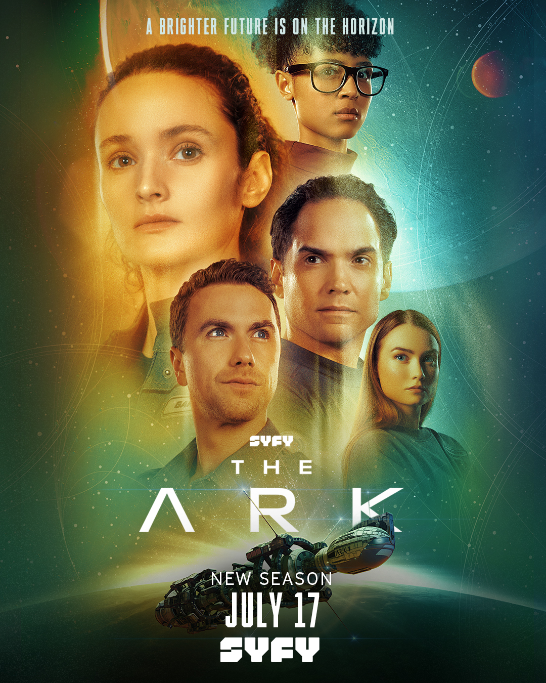 Stacey Read, Richard Fleeshman, Reece Ritchie, Christie Burke, and Tiana Upcheva in The Ark (2023)