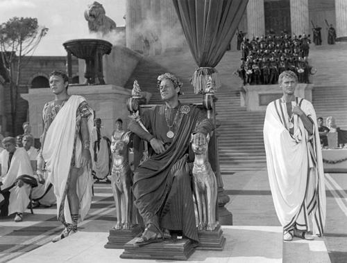 Richard Burton, Rex Harrison, and Roddy McDowall in Cleopatra (1963)