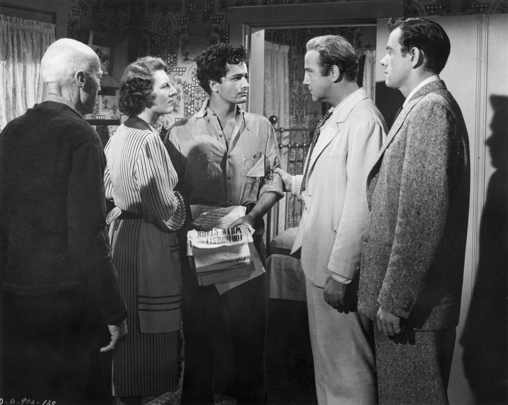 John Derek, Broderick Crawford, John Ireland, H.C. Miller, and Anne Seymour in All the King's Men (1949)