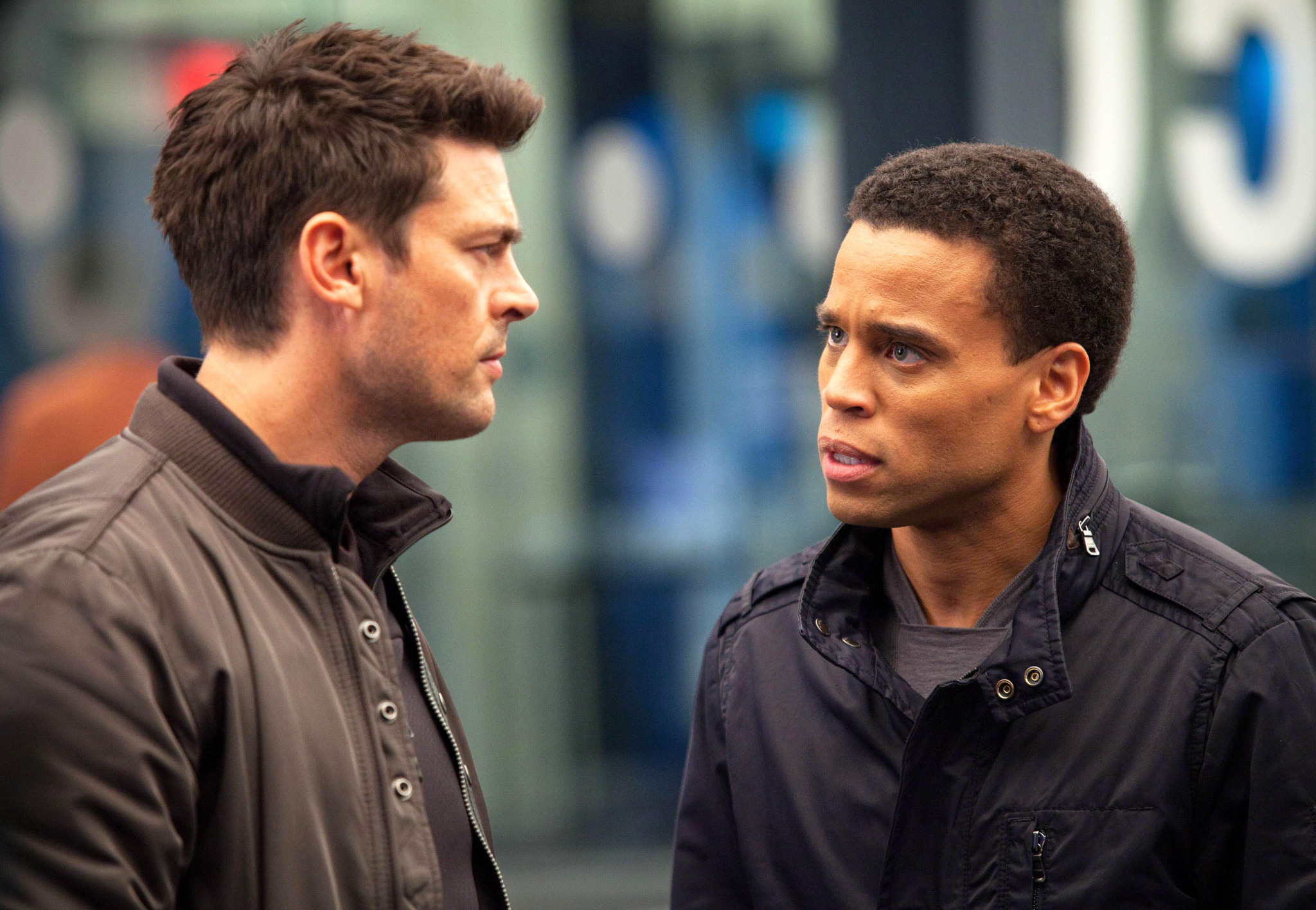 Karl Urban and Michael Ealy in Almost Human (2013)