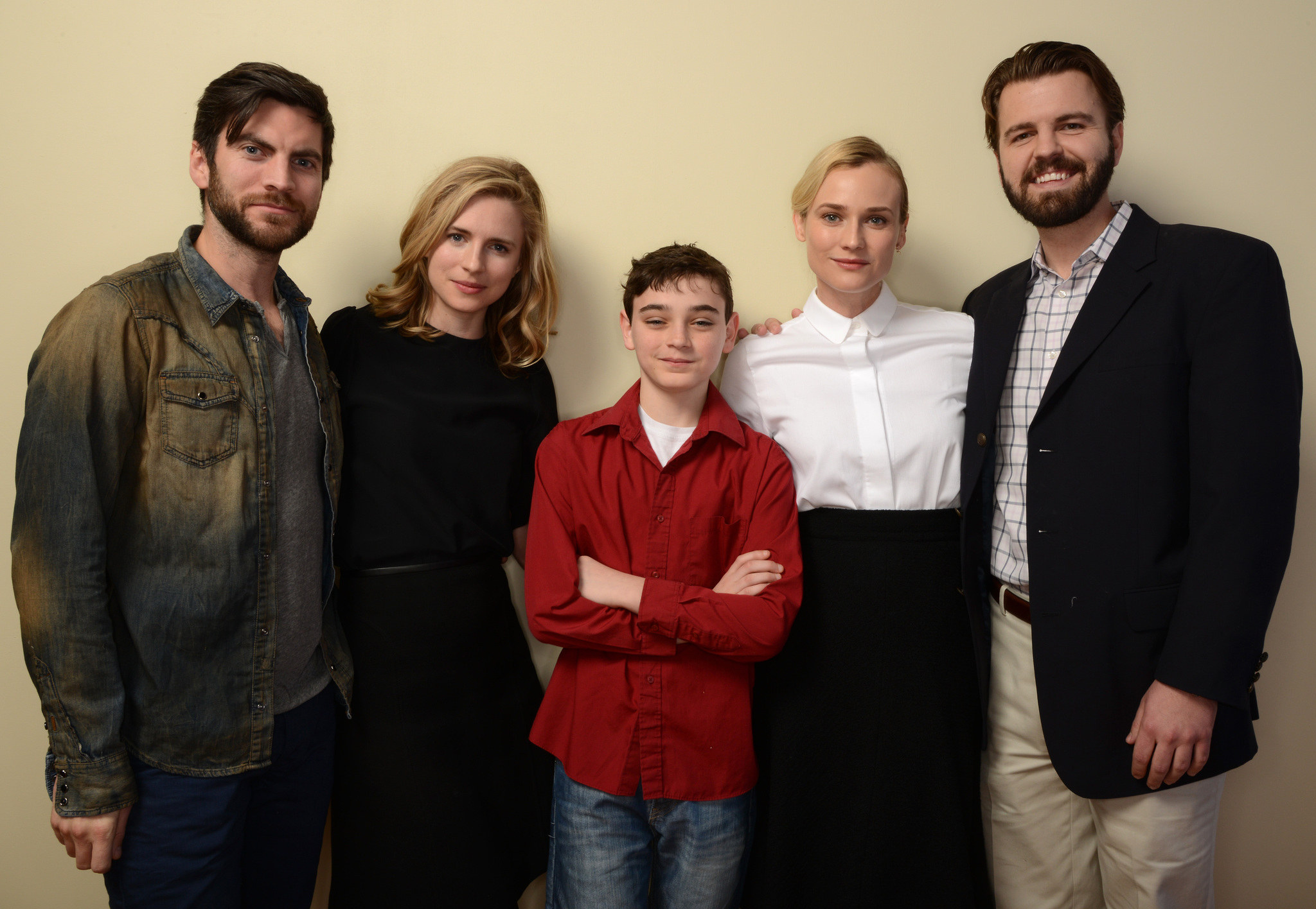 Wes Bentley, Diane Kruger, Brit Marling, A.J. Edwards, and Braydon Denney at an event for The Better Angels (2014)