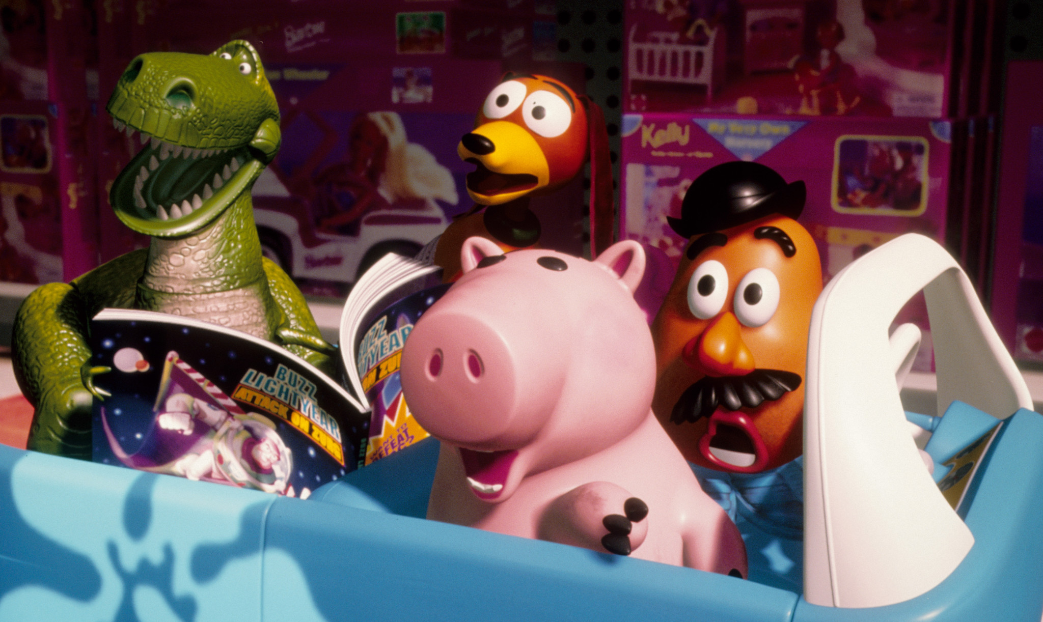 Tim Allen, John Ratzenberger, Wallace Shawn, Jim Varney, Jodi Benson, and Don Rickles in Toy Story 2 (1999)