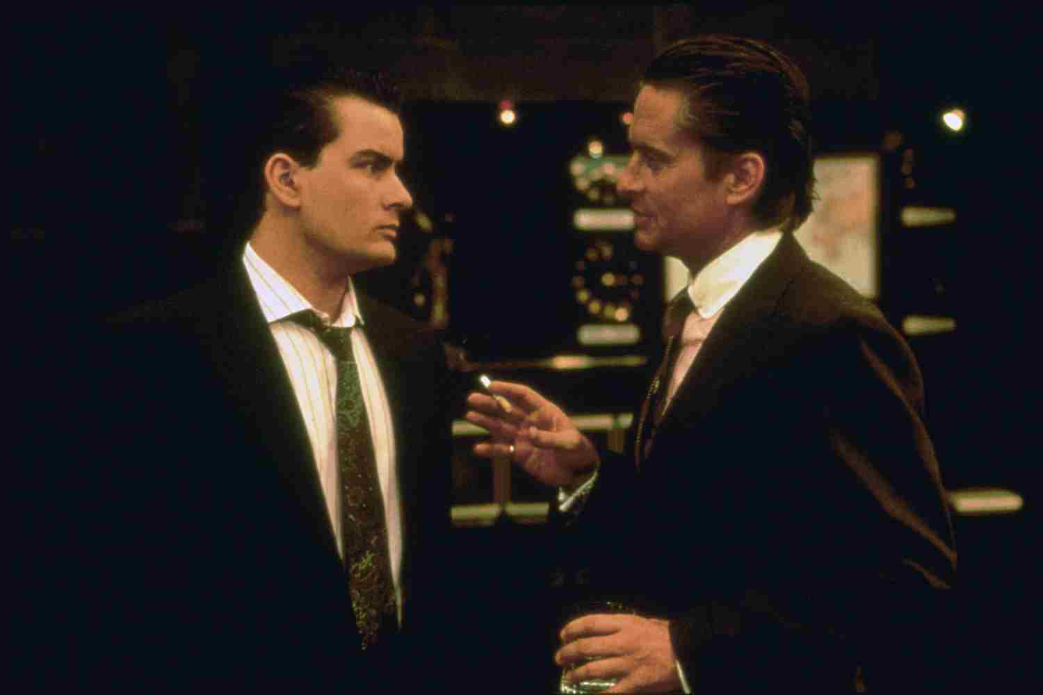 Michael Douglas and Charlie Sheen in Wall Street (1987)