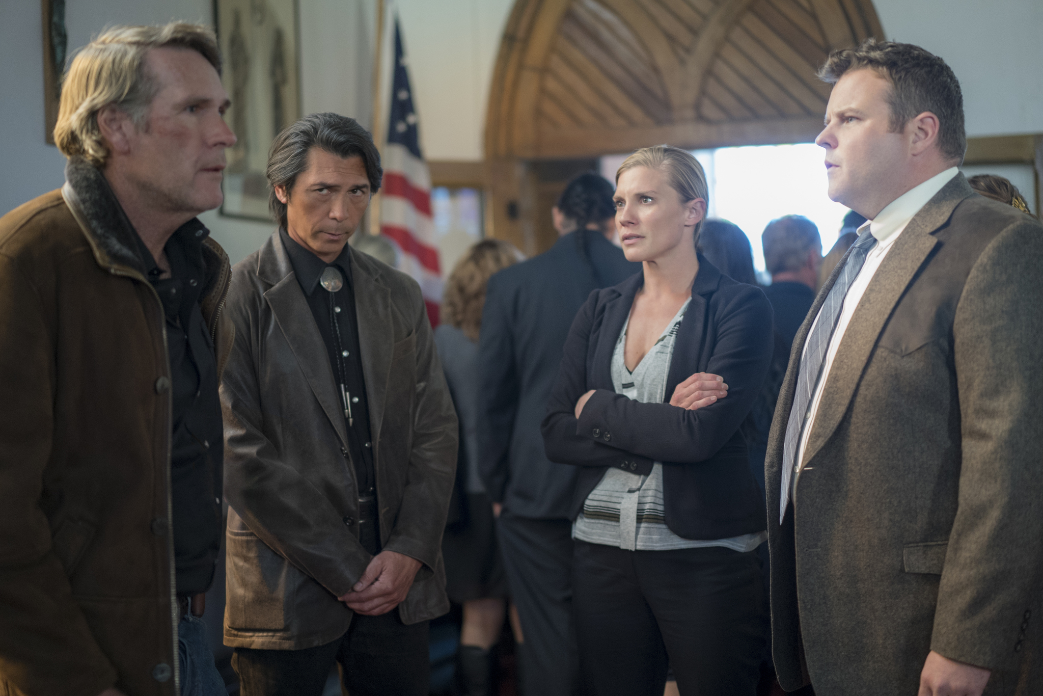 Lou Diamond Phillips, Katee Sackhoff, Robert Taylor, and Adam Bartley in Longmire (2012)