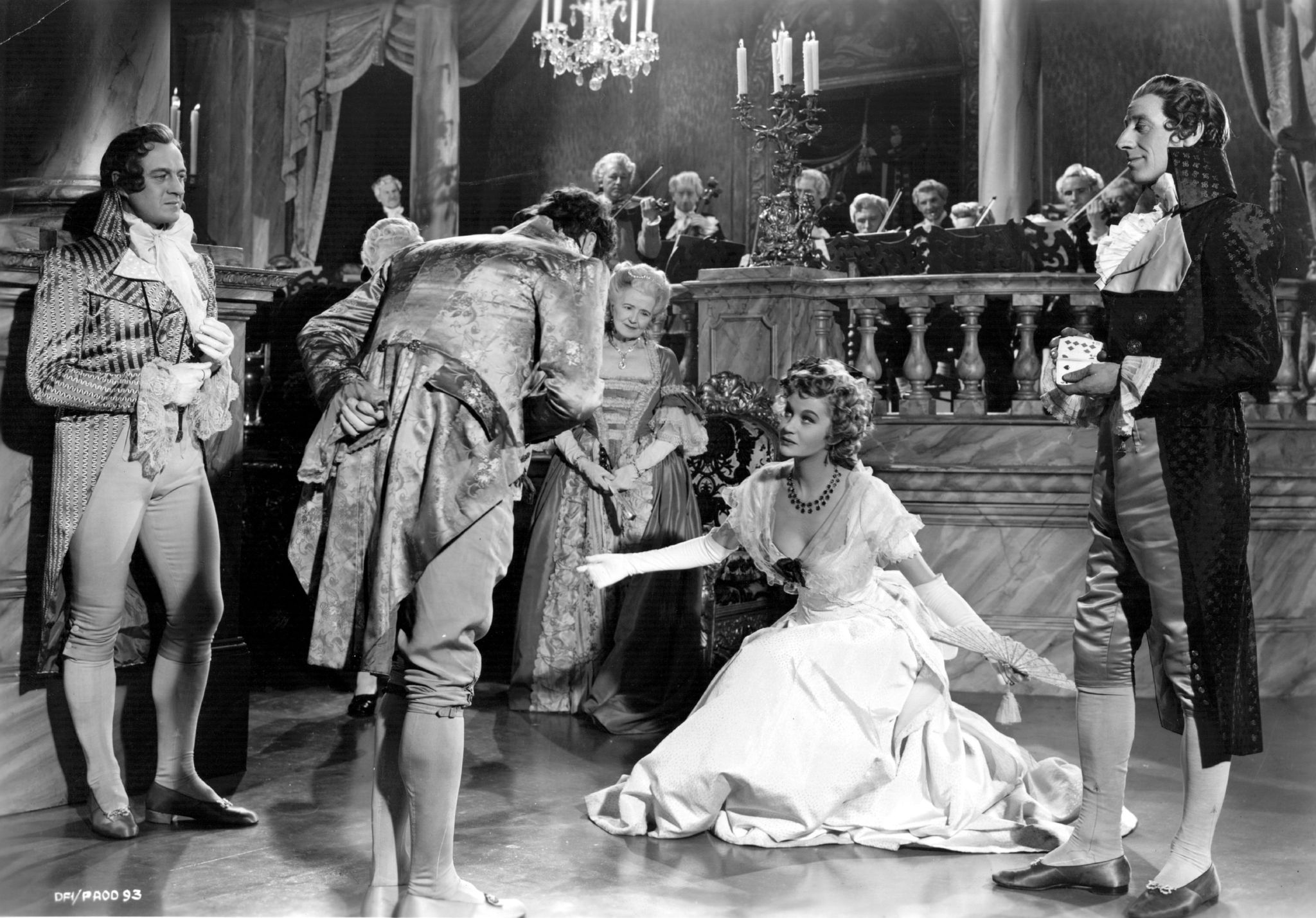 David Niven, Jack Hawkins, David Hutcheson, and Margaret Leighton in The Fighting Pimpernel (1949)