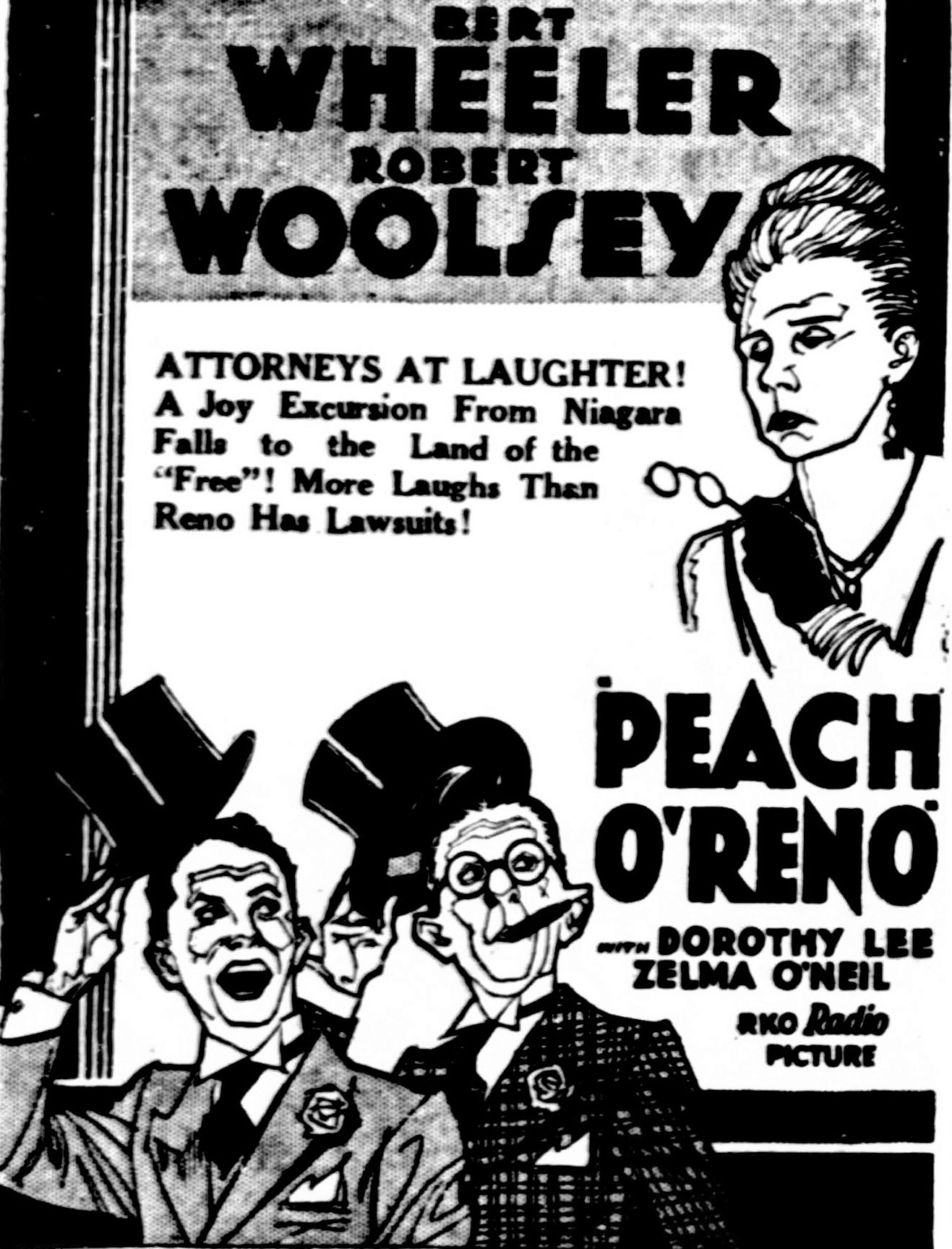 Bert Wheeler, Cora Witherspoon, and Robert Woolsey in Peach O'Reno (1931)