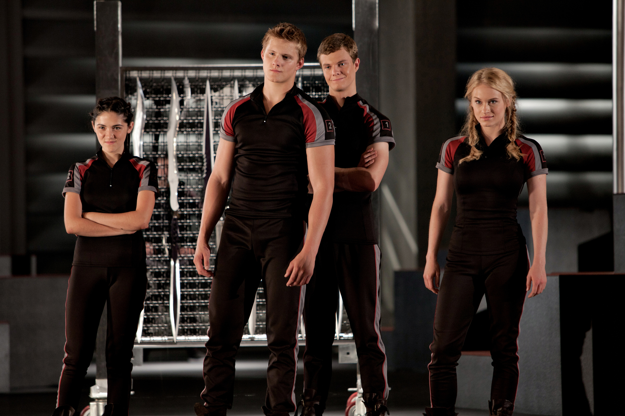 Alexander Ludwig, Leven Rambin, Isabelle Fuhrman, and Jack Quaid in The Hunger Games (2012)