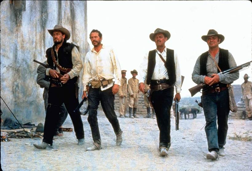 William Holden, Ernest Borgnine, Ben Johnson, and Warren Oates in The Wild Bunch (1969)