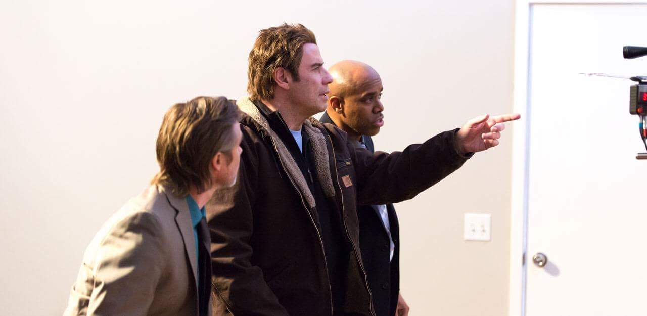 John Travolta, Sam Trammell and Asante Jones on the set of I AM WRATH