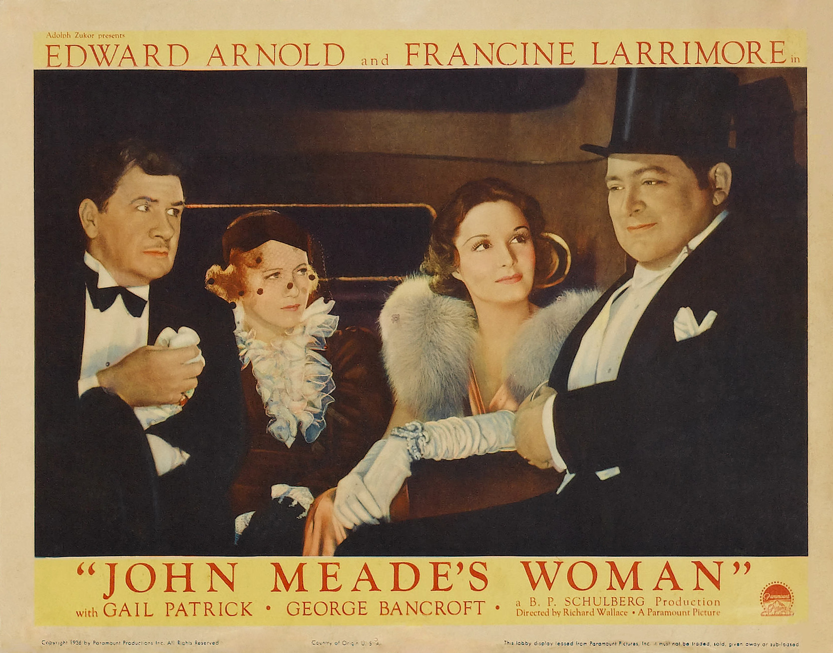 Edward Arnold, George Bancroft, Francine Larrimore, and Gail Patrick in John Meade's Woman (1937)