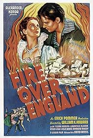 Vivien Leigh, Laurence Olivier, Leslie Banks, Raymond Massey, and Flora Robson in Fire Over England (1937)