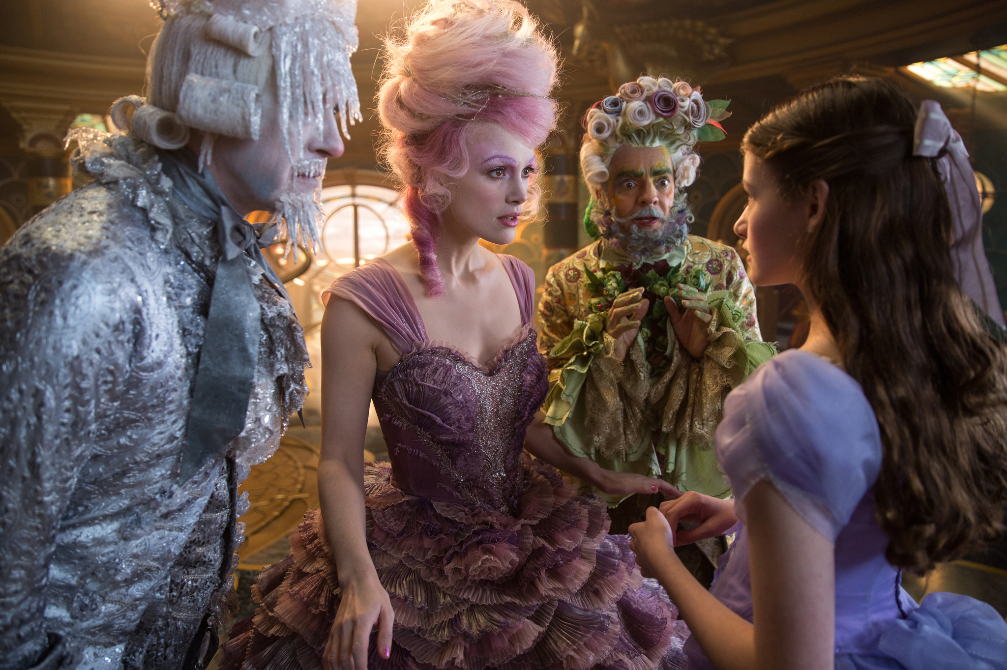 Richard E. Grant, Eugenio Derbez, Keira Knightley, and Mackenzie Foy in The Nutcracker and the Four Realms (2018)