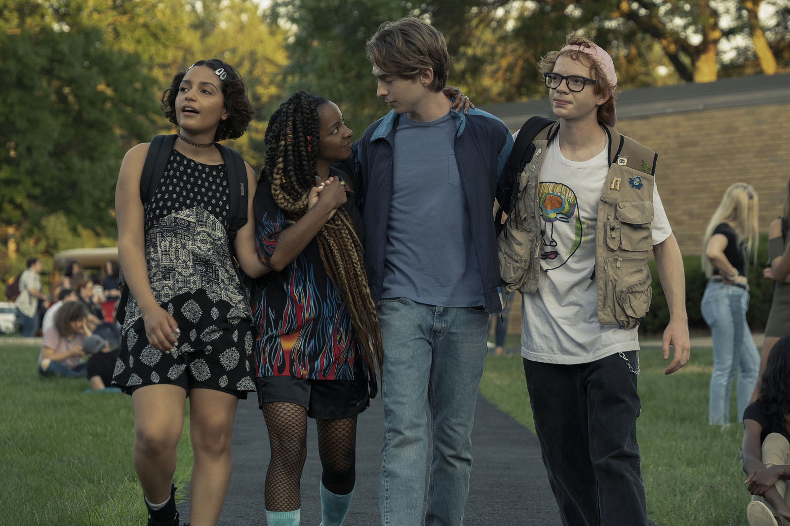 Austin Abrams, Kara Young, C.J. Hoff, and Coral Peña in Chemical Hearts (2020)