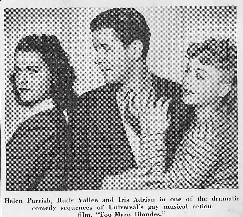 Iris Adrian, Helen Parrish, and Rudy Vallee in Too Many Blondes (1941)