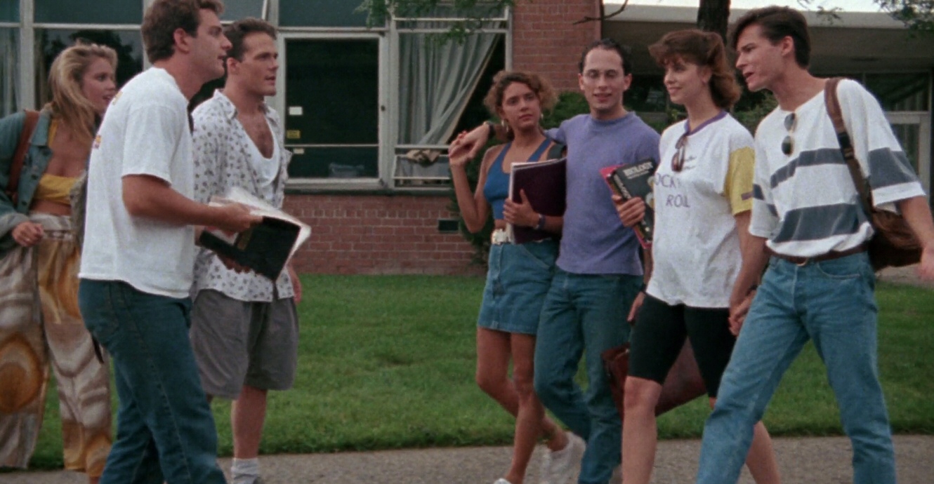 Wendy Bednarz, Bonnie Bowers, John Carhart III, Mark Collver, Jeff Dachis, Claudia Flores, and Craig Peck in There's Nothing Out There (1991)