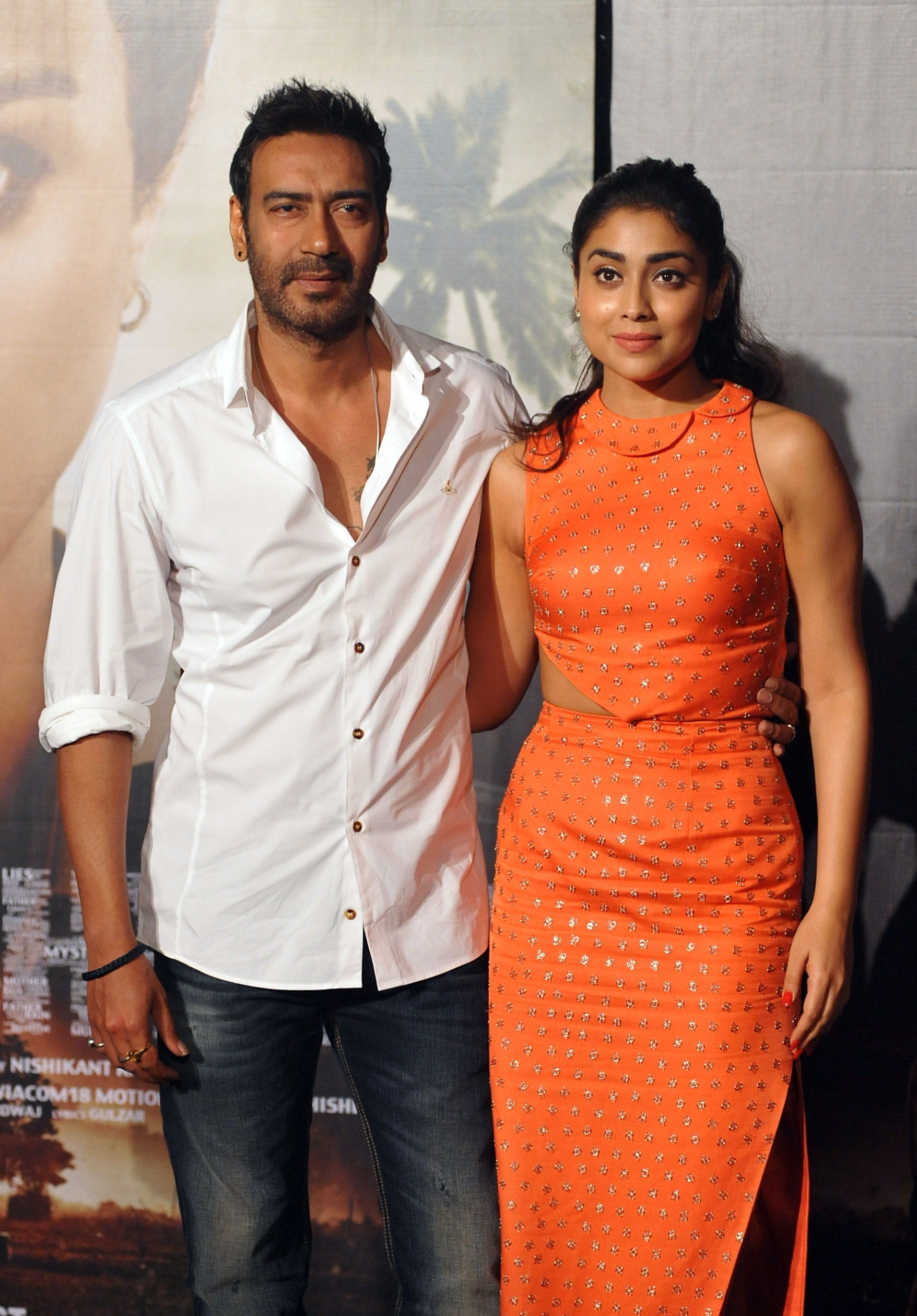 Ajay Devgn and Shriya Saran at an event for Drishyam (2015)