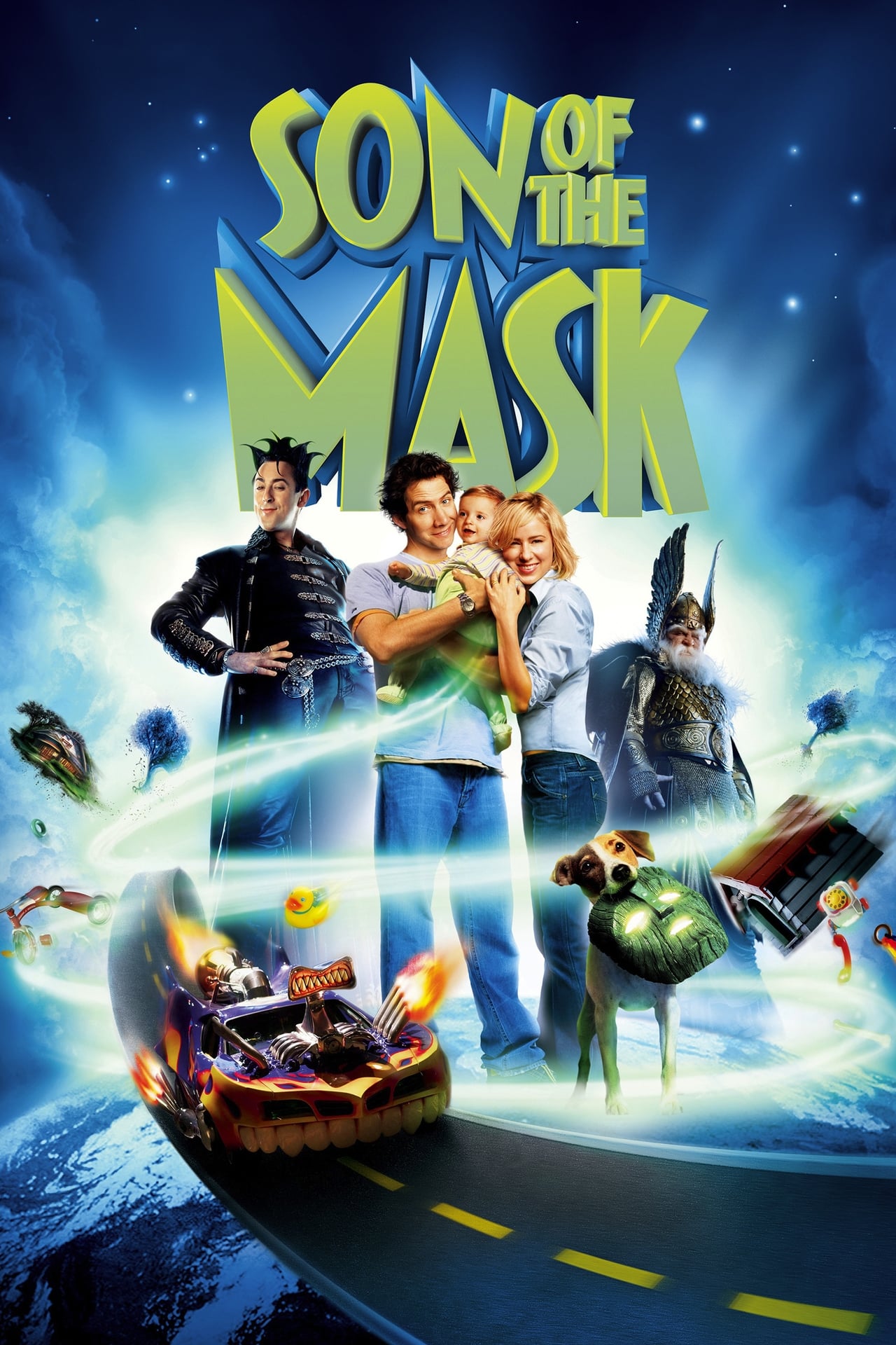 Alan Cumming, Bob Hoskins, Traylor Howard, Jamie Kennedy, Bear, and Liam Falconer in Son of the Mask (2005)