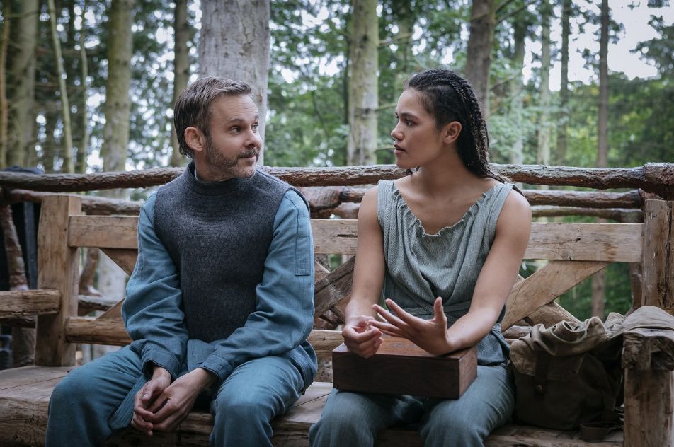 Dominic Monaghan and Emma McDonald in Moonhaven (2022)