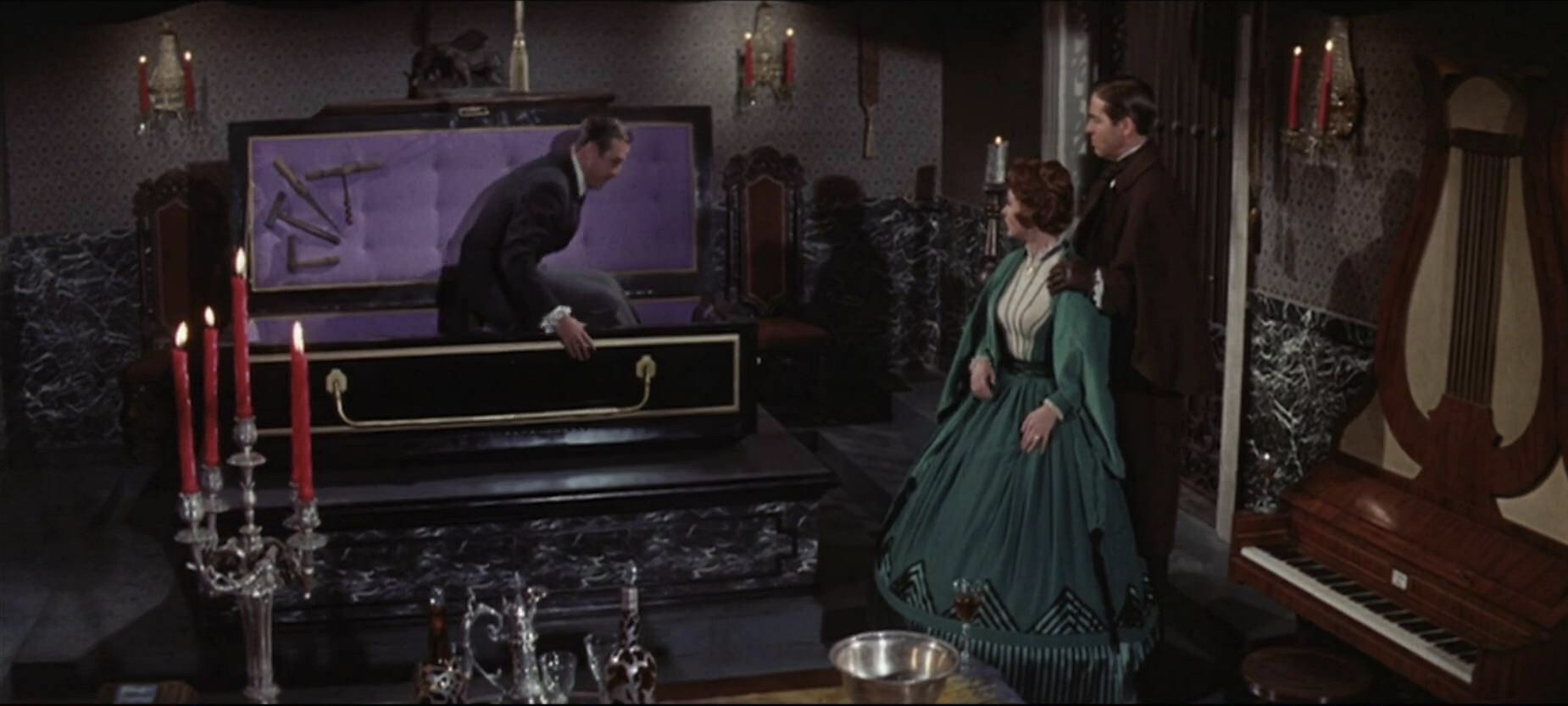 Ray Milland, Hazel Court, and Richard Ney in The Premature Burial (1962)