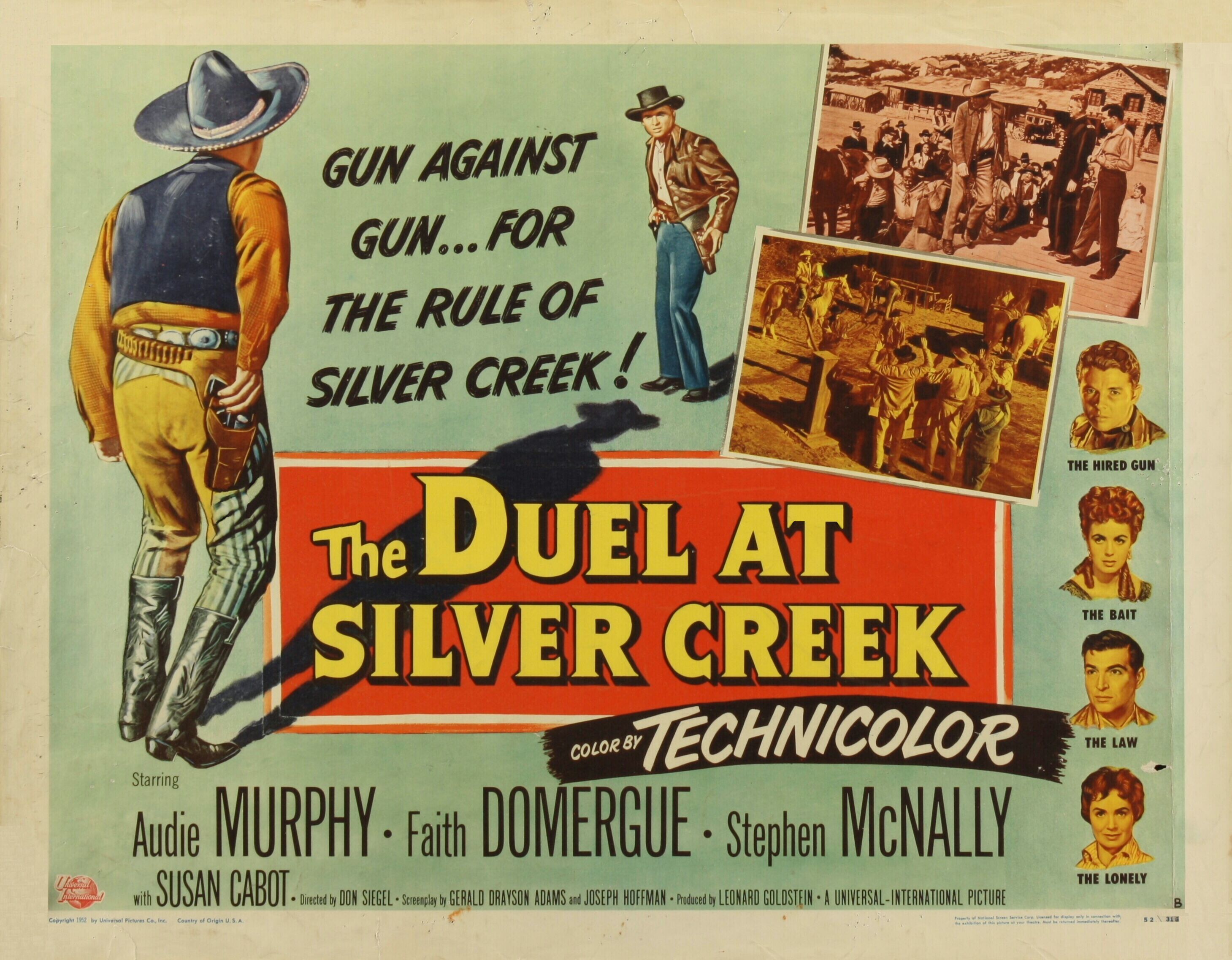 Audie Murphy, Susan Cabot, Faith Domergue, and Stephen McNally in The Duel at Silver Creek (1952)