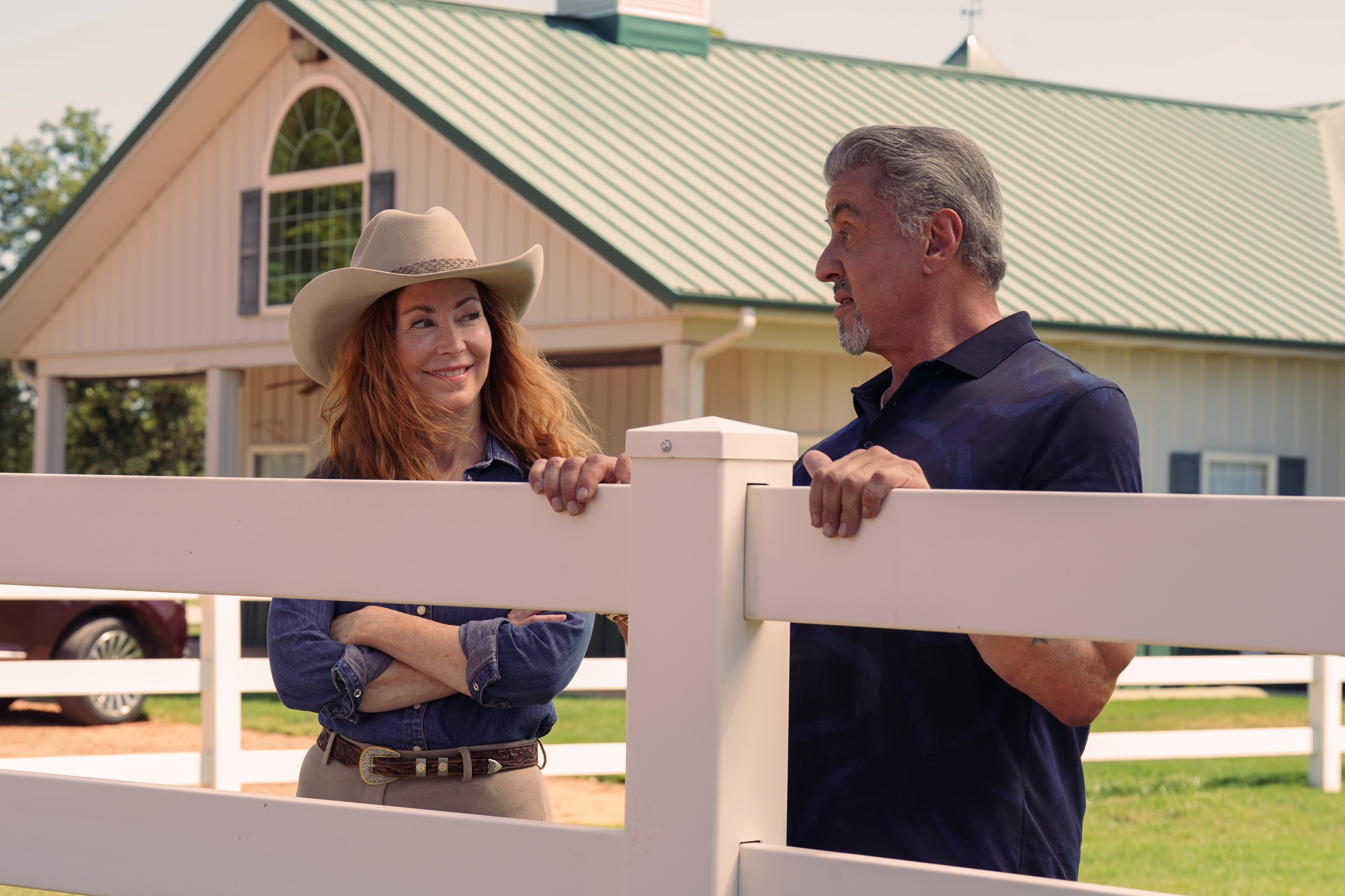 Sylvester Stallone and Dana Delany in Tulsa King (2022)