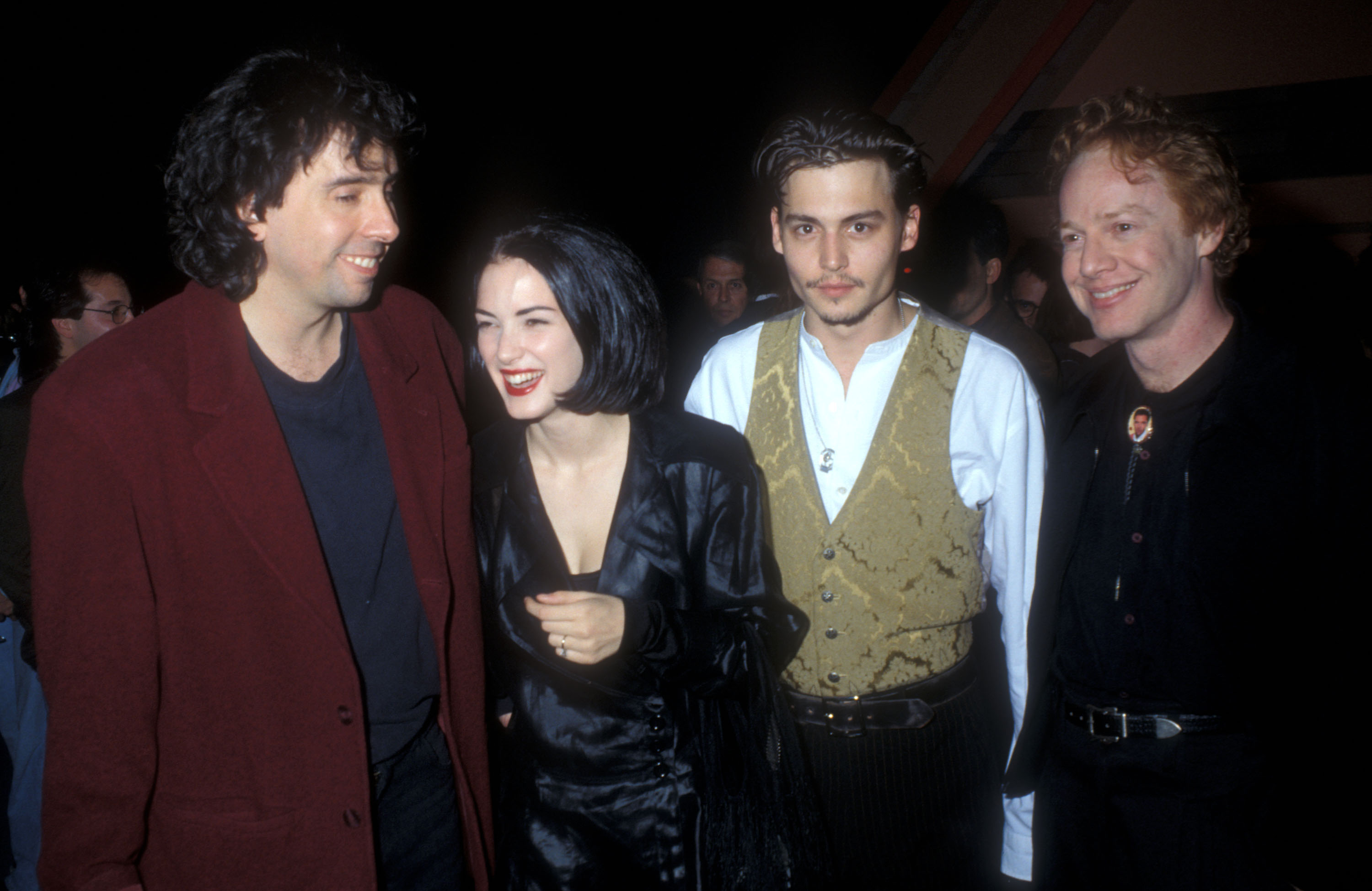 Johnny Depp, Winona Ryder, Tim Burton, and Danny Elfman at an event for Edward Scissorhands (1990)