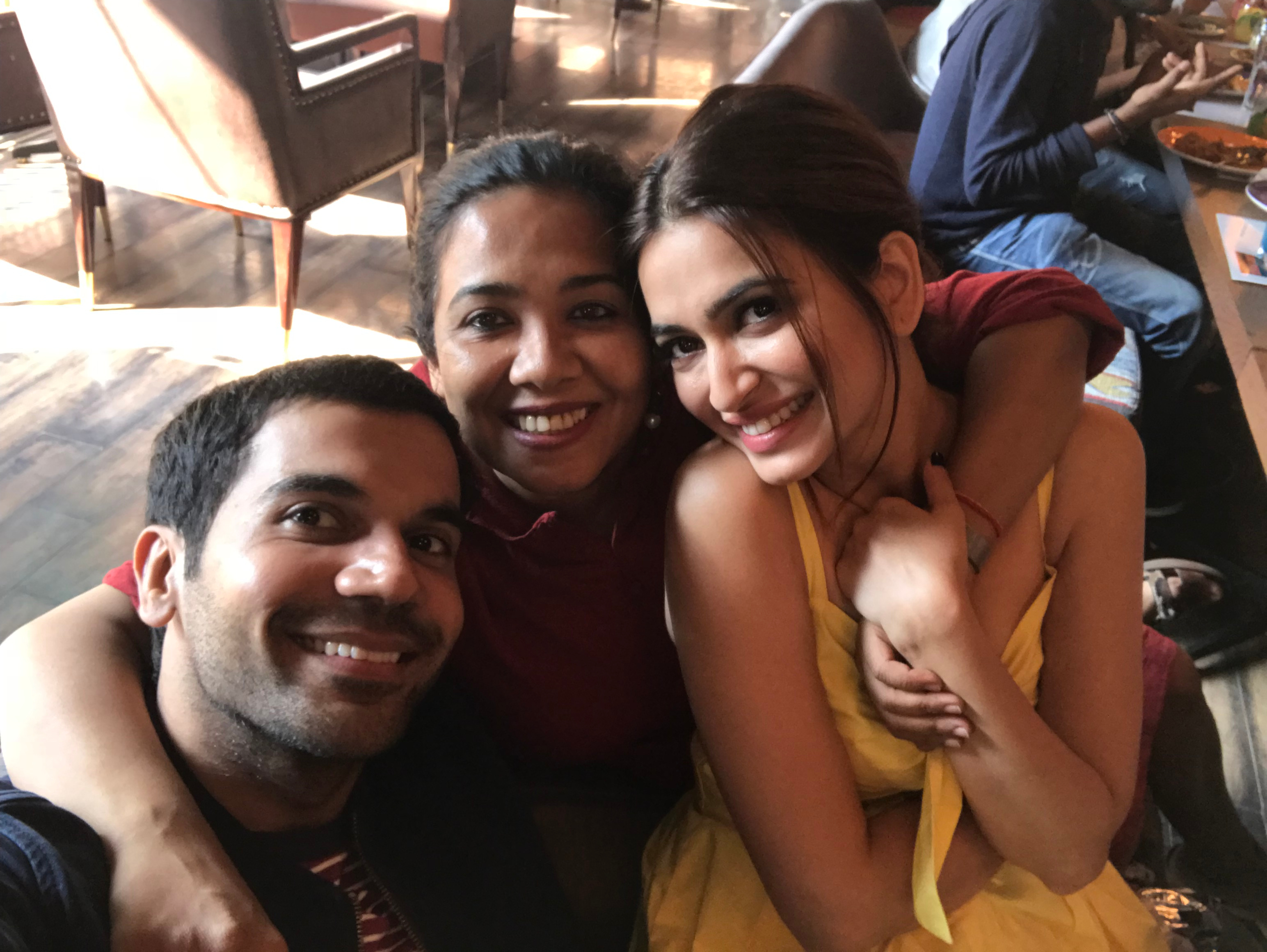 Kriti Kharbanda, Rajkummar Rao, and Ratnaa Sinha in Shaadi Mein Zaroor Aana (2017)