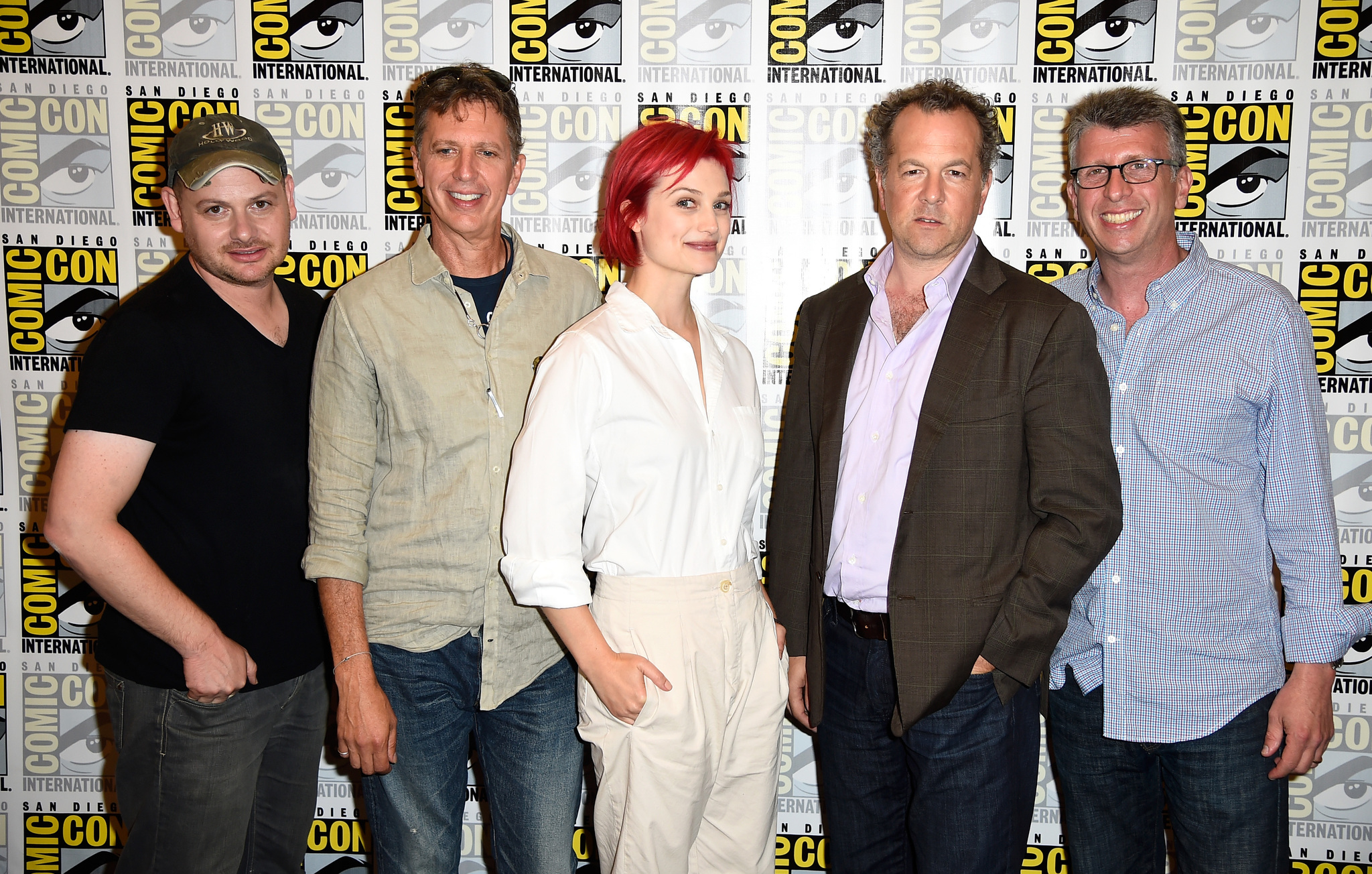 David Costabile, Tim Kring, Richard Rothstein, Alison Sudol, and Gideon Raff at an event for Dig (2015)