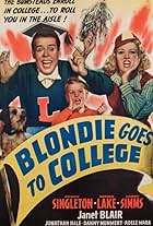 Arthur Lake, Larry Simms, Penny Singleton, and Daisy in Blondie Goes to College (1942)