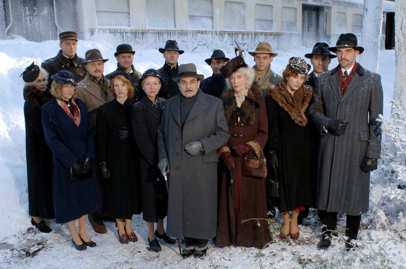 Barbara Hershey, Eileen Atkins, Hugh Bonneville, Marie-Josée Croze, Serge Hazanavicius, Susanne Lothar, David Morrissey, David Suchet, Samuel West, Joseph Mawle, Jessica Chastain, Denis Ménochet, Brian J. Smith, Elena Satine, and Stanley Weber in Poirot (1989)