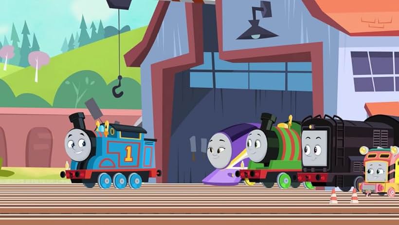 Charlie Zeltzer, Shomoy James Mitchell, Aaron Barashi, Henry Harrison, Chloe Raphael, Henri Charles, Meesha Contreras, Glee Dango, and Ava Ro in Thomas & Friends: All Engines Go (2021)