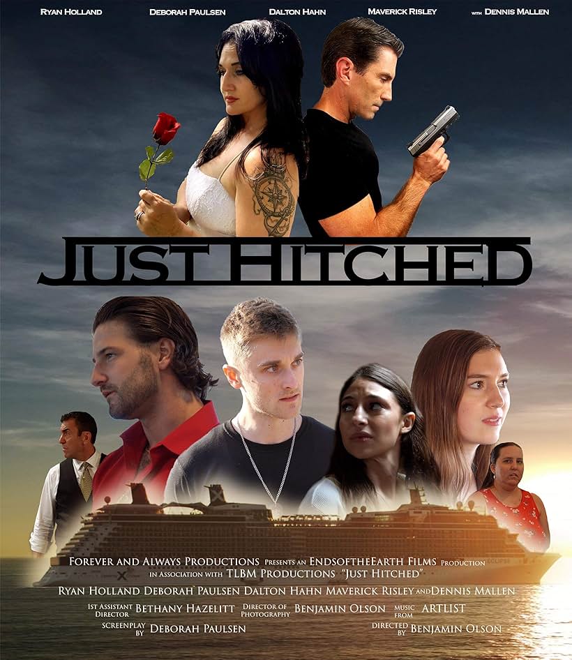 Tenley Stitzer, Ryan Holland, Maverick Risley, Deborah Paulsen, Bethany Hazelitt, Dalton Hahn, Julia Howard, and Dennis Mallen in Just Hitched (2022)