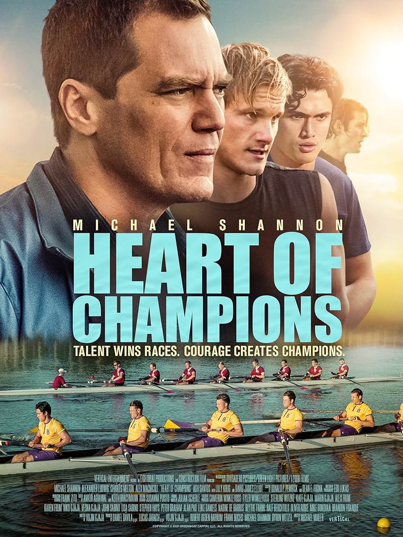 Michael Shannon, Alexander Ludwig, and Charles Melton in Heart of Champions (2021)