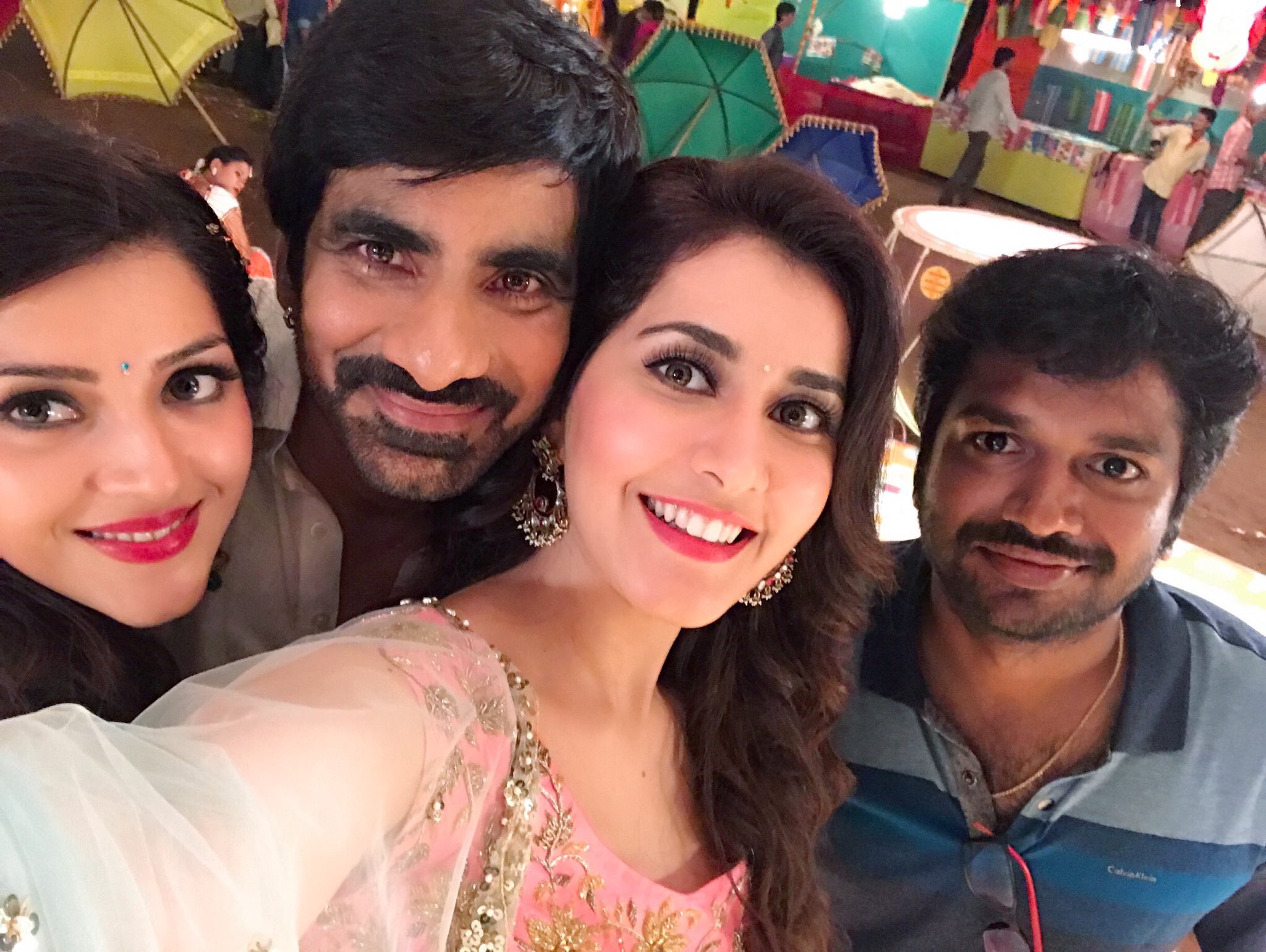 Ravi Teja, Anil Ravipudi, Raashi Khanna, and Mehreen Pirzada in Raja the Great (2017)