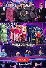 Maria Veitola, Janne Kataja, Ilkka Uusivuori, Benjamin Peltonen, and Jenni Poikelus in Masked Singer Suomi (2020)