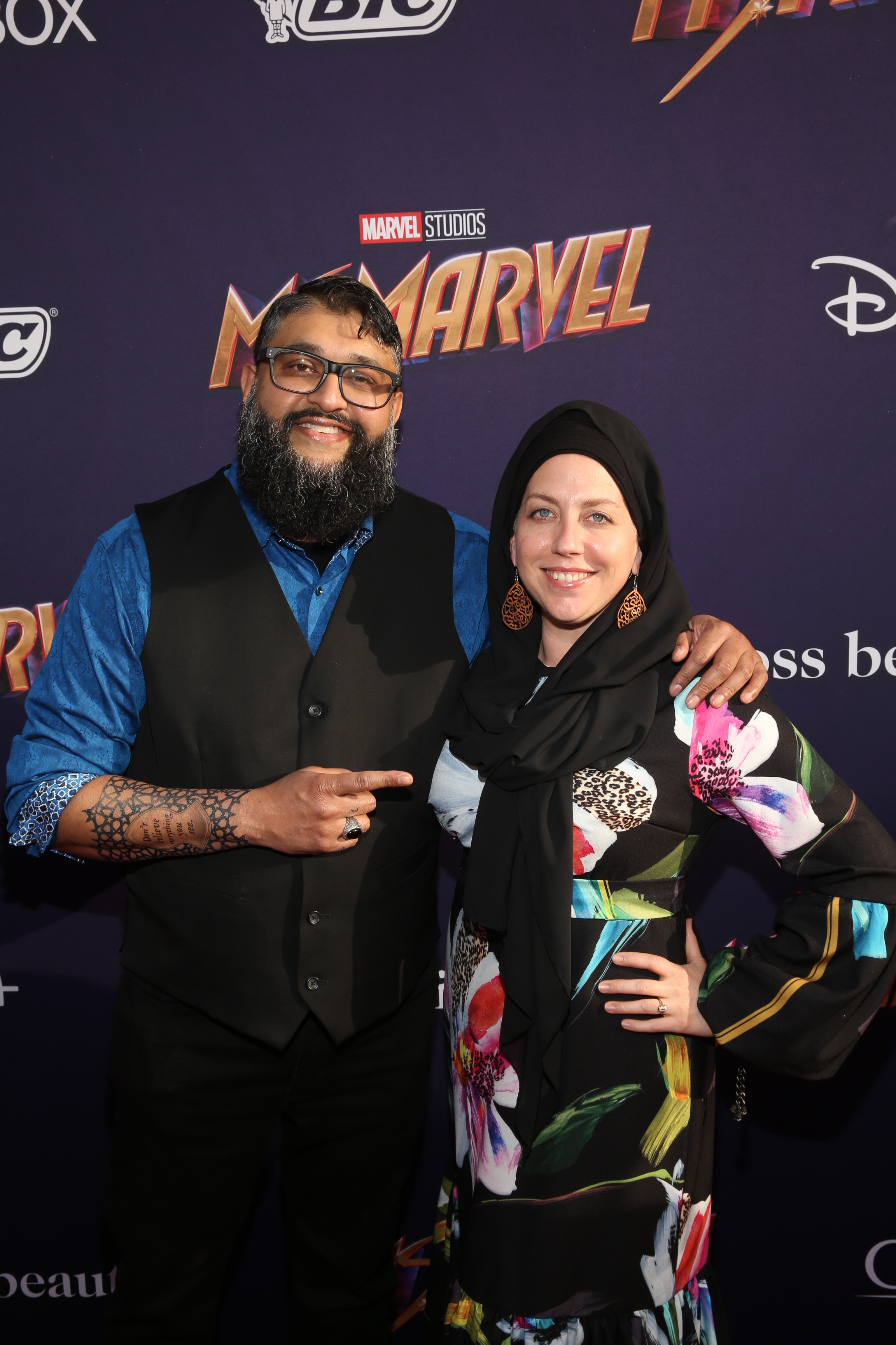 Azhar Usman with his wife, visual artist Jennifer Usman (f/k/a Jen Jackson) at the Ms. Marvel premiere in Hollywood on June 2, 2022