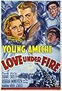 Don Ameche, John Carradine, Walter Catlett, and Loretta Young in Love Under Fire (1937)