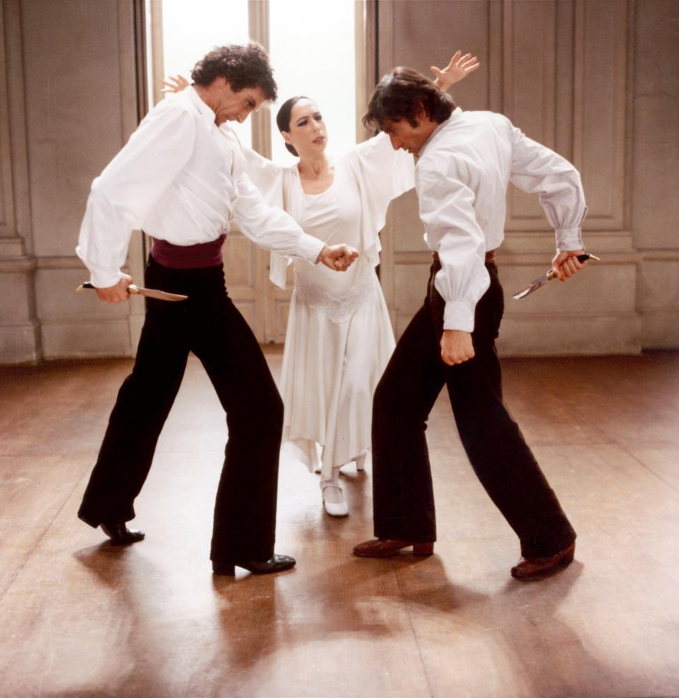 Antonio Gades, Cristina Hoyos, and Juan Antonio Jiménez in Blood Wedding (1981)