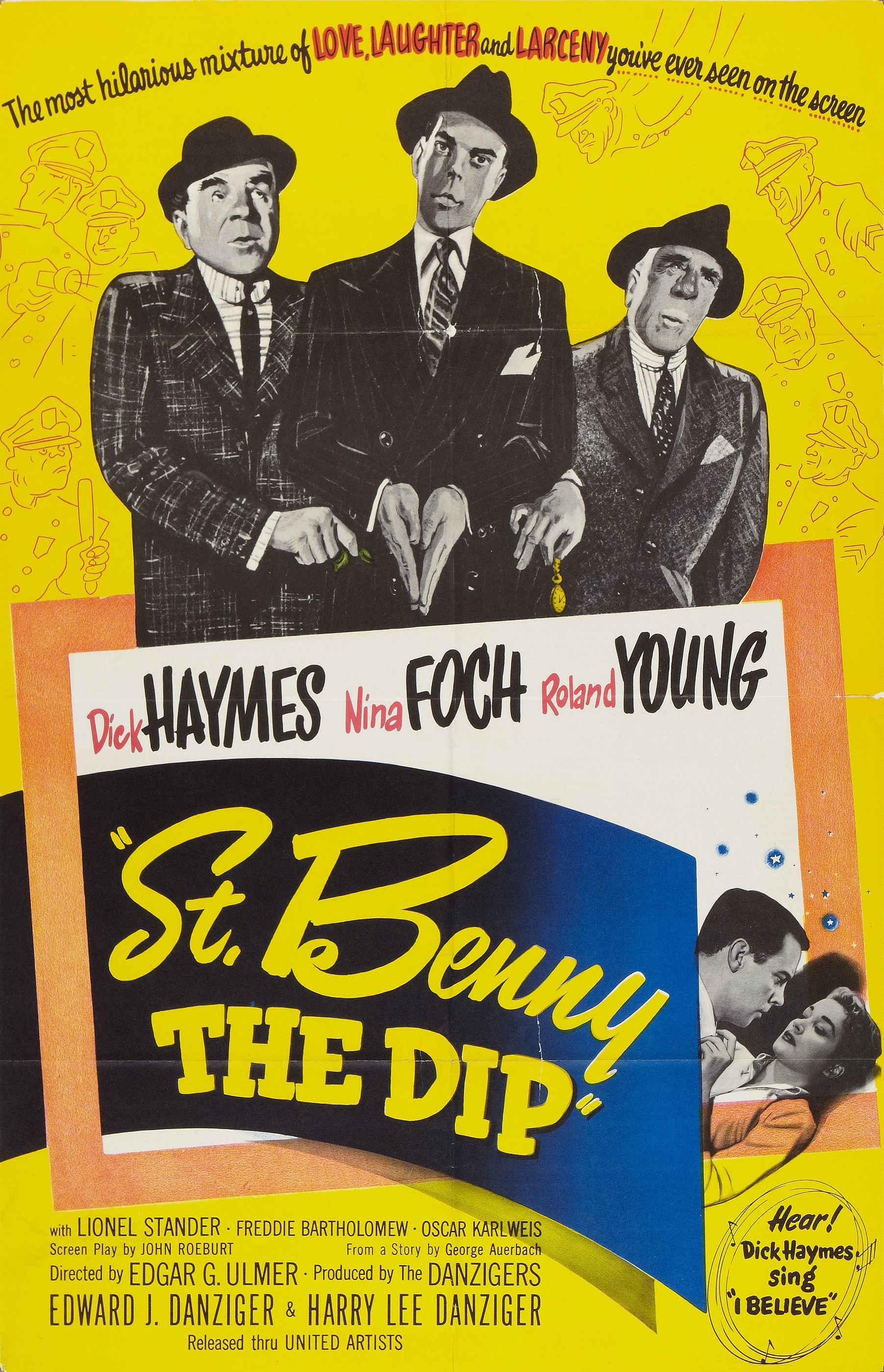 Nina Foch, Dick Haymes, Lionel Stander, and Roland Young in St. Benny the Dip (1951)