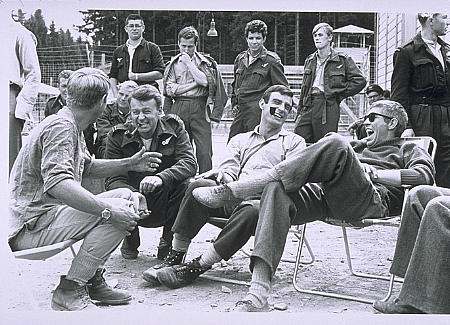 James Coburn, Steve McQueen, Tom Adams, and William Russell in The Great Escape (1963)