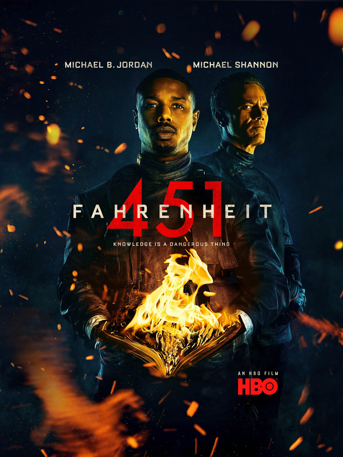 Michael B. Jordan and Michael Shannon in Fahrenheit 451 (2018)