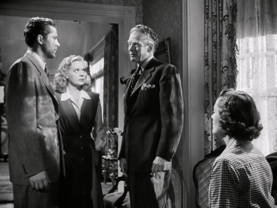 Dana Andrews, Charles Bickford, Alice Faye, and Anne Revere in Fallen Angel (1945)