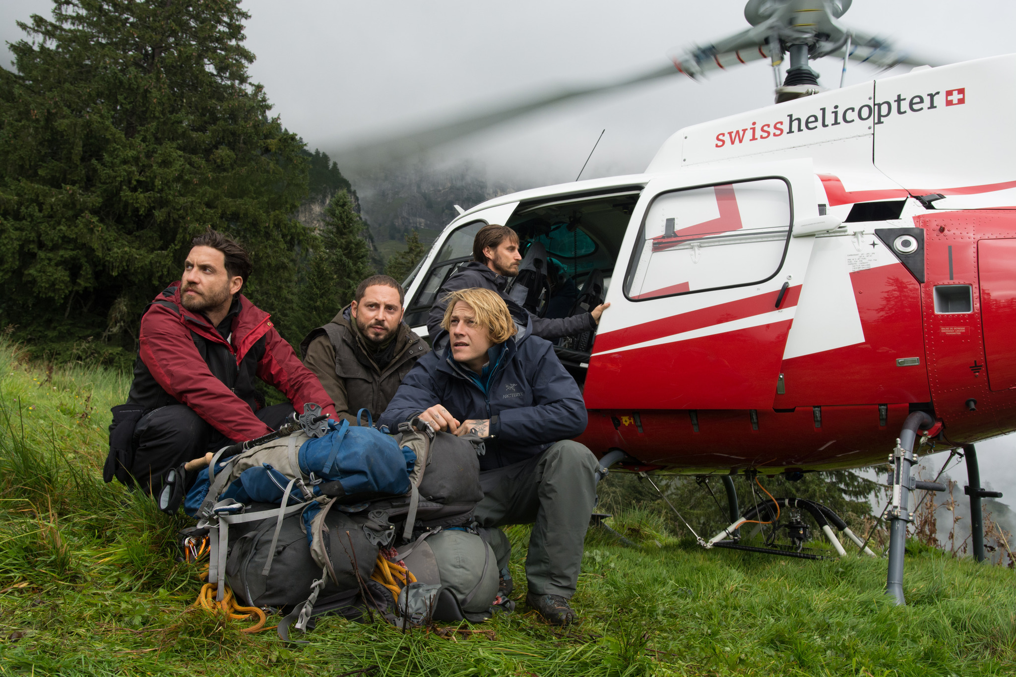 Matias Varela, Clemens Schick, Edgar Ramírez, and Luke Bracey in Point Break (2015)