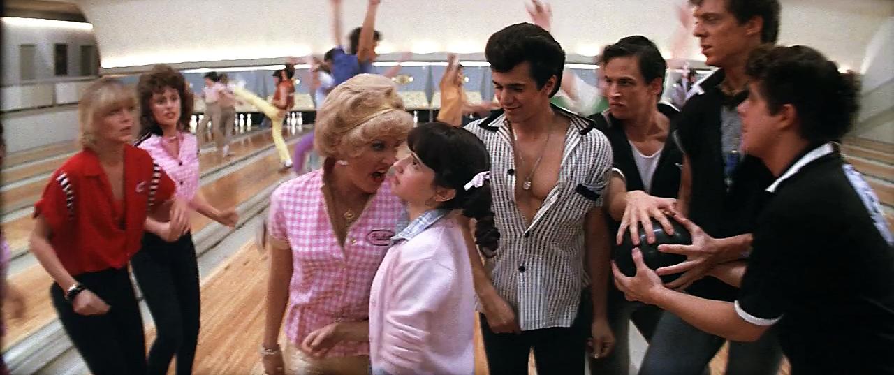 Michelle Pfeiffer, Christopher McDonald, Lorna Luft, Peter Frechette, Leif Green, Alison Price, Pamela Adlon, and Adrian Zmed in Grease 2 (1982)