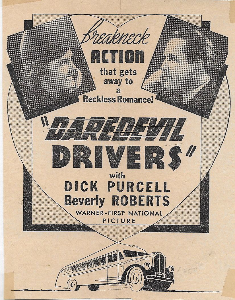 Dick Purcell and Beverly Roberts in The Daredevil Drivers (1938)