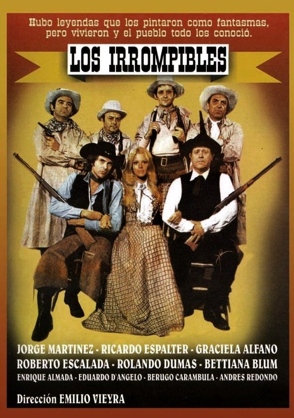 Graciela Alfano, Enrique Almada, Berugo Carambula, Eduardo D'Angelo, Ricardo Espalter, Jorge Martínez, and Andrés Redondo in Los irrompibles (1975)